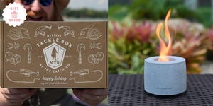 tackle box and fire lamp