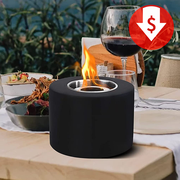 theragun and portable tabletop firepit