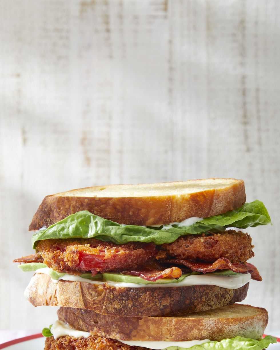 blt with crispy fried tomatoes and avocado