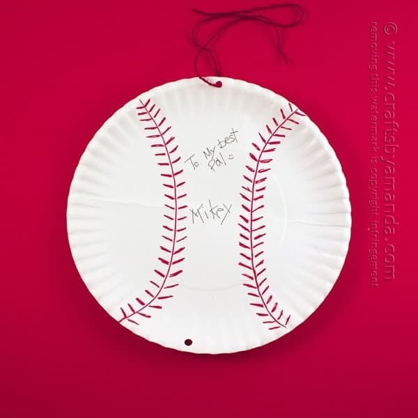 father's day card ideas signed paper plate that looks like a baseball