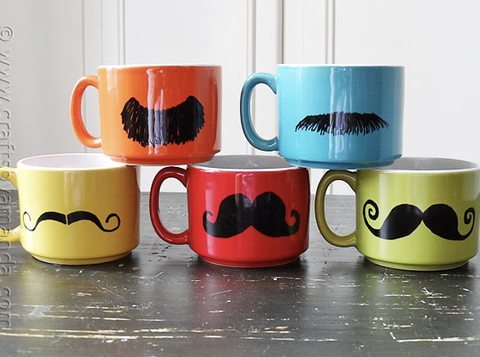 father's day crafts mustache mugs