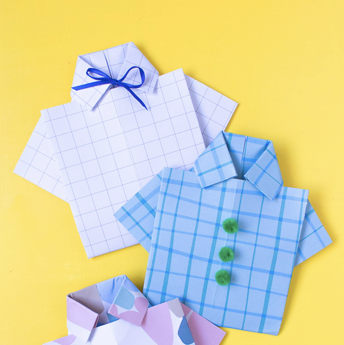Father's Day Craft: DIY Origami Shirt Cards Made from Patterned Cardstock
