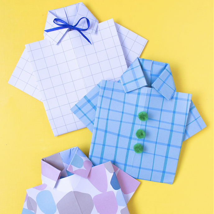 Father's Day Craft: DIY Origami Shirt Cards Made from Patterned Cardstock