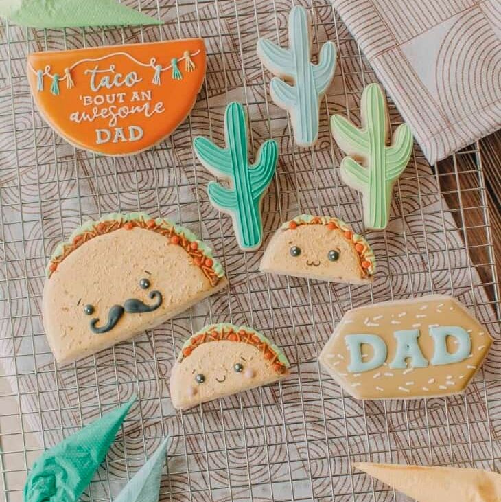 Dad-themed taco cookies from Beautiful Mess