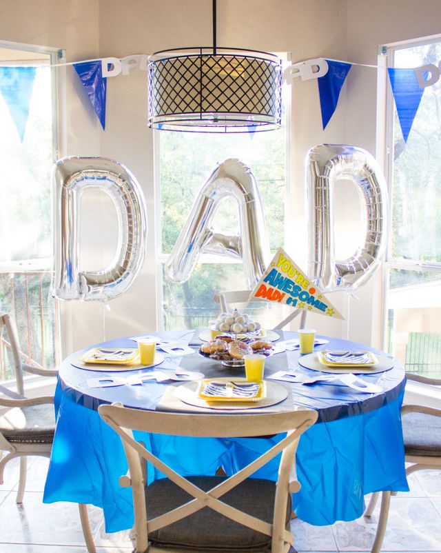 father's day decoration blue breakfast table landscape