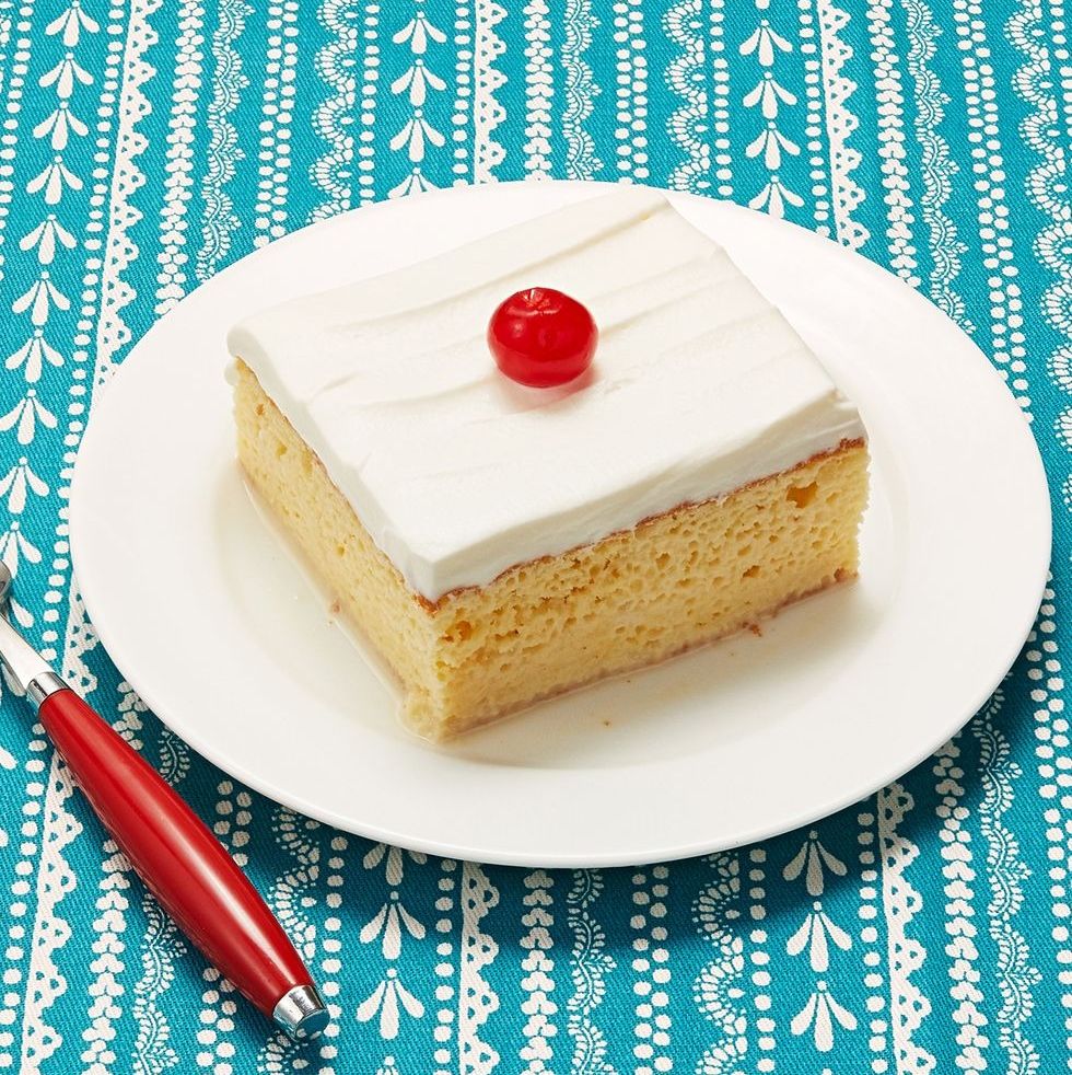 tres leches cake with cherry on top
