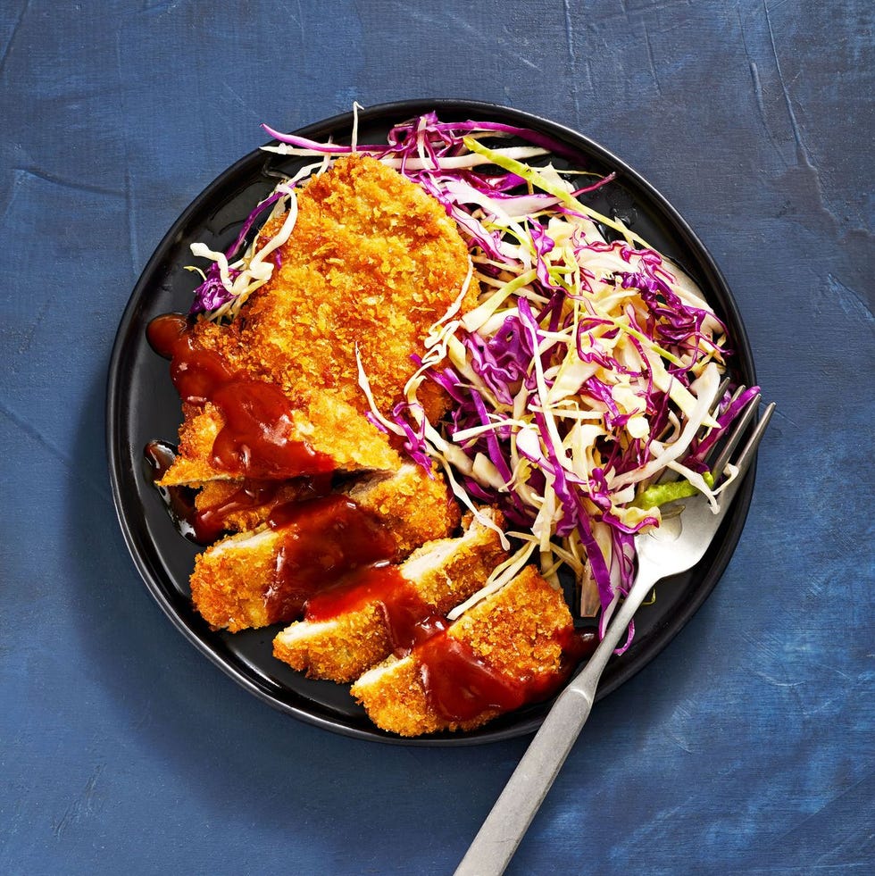 bake tonkatsu with cabbage on the side