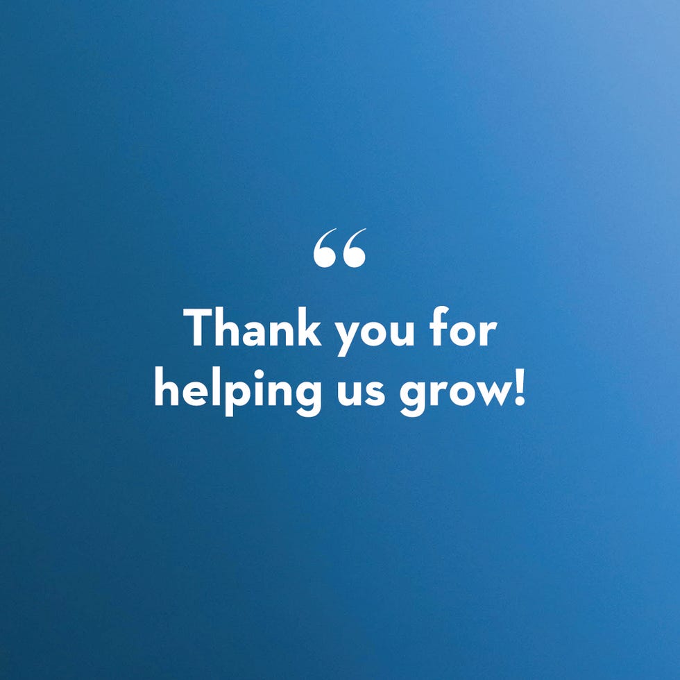 A quote card that says "Thank you for helping us grow" on a blue background in a story about Father's Day messages a quote card that says "thank you for helping us grow" on a blue background in a story about father's day messages