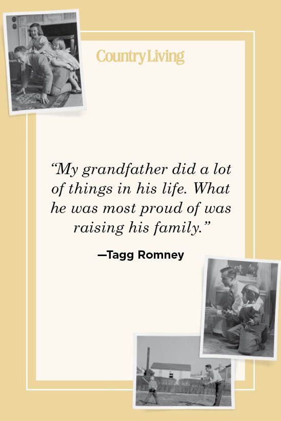 “my grandfather did a lot of things in his life what he was most proud of was raising his family” —tagg romney