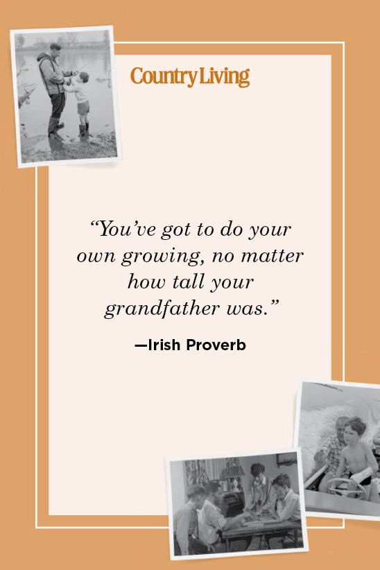 “you’ve got to do your  own growing, no matter how tall your  grandfather was”  —irish proverb