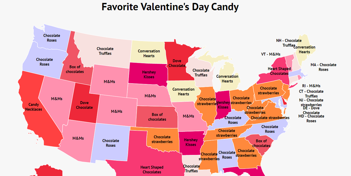 The Most Popular Valentine's Day Candy By State