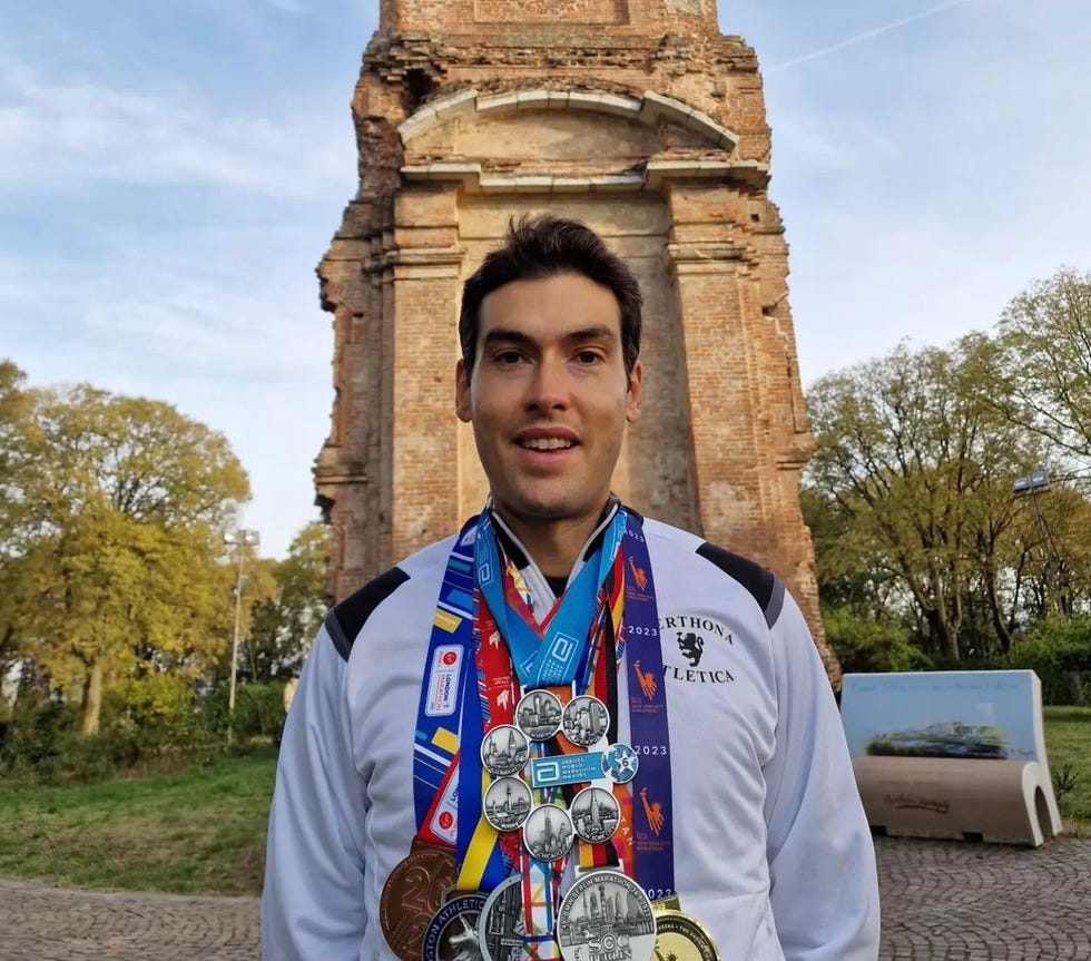 a man wearing a medal