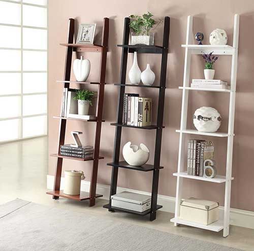 Boira escalera estantería blanca para apoyar en suelo  Decoración de unas,  Decoración para estantes, Decoración del dormitorio