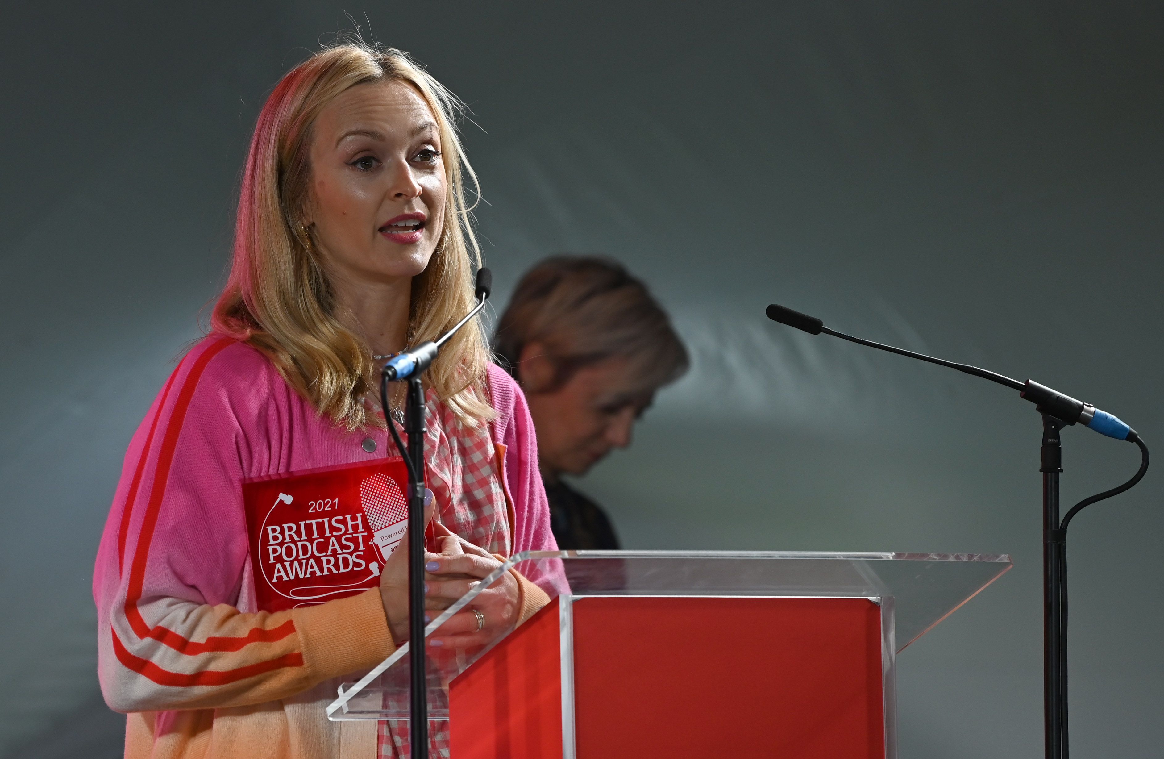 BBC Radio 1 DJ Fearne Cotton wears some diamond-patterned tights