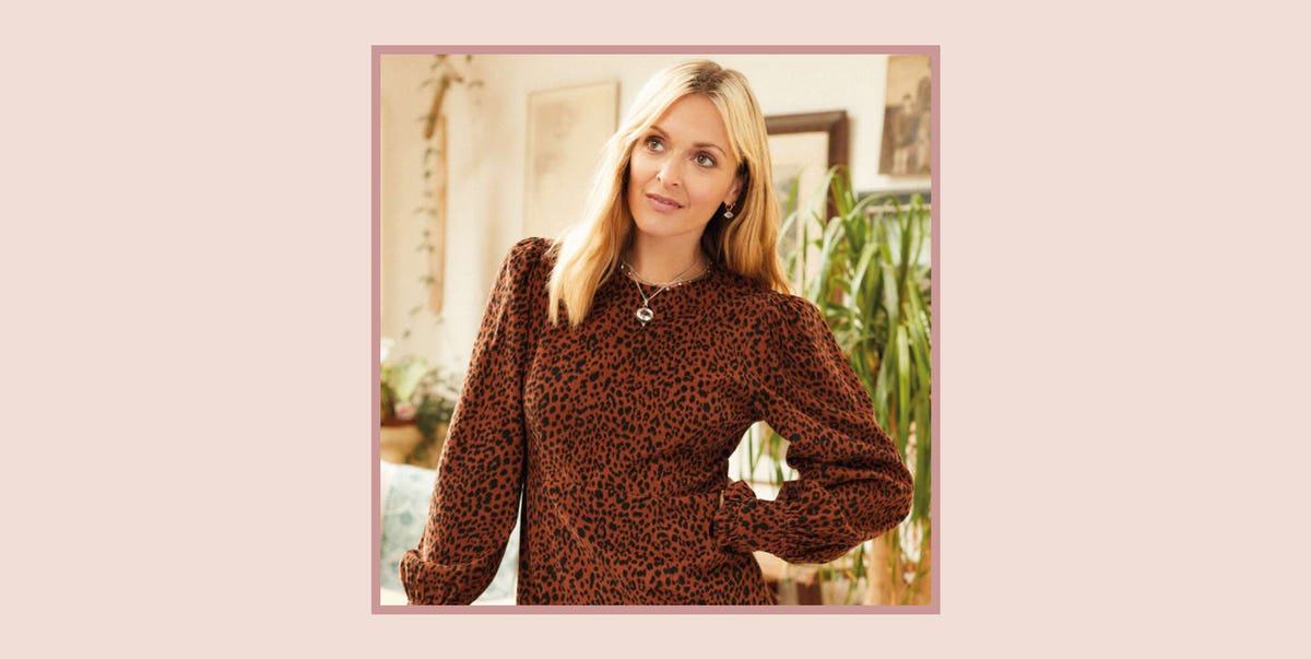 Fearne Cotton Camel Stripe Oversized Half Zip Funnel Neck Knitted