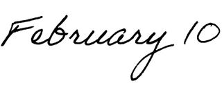 february 10 written in cursive