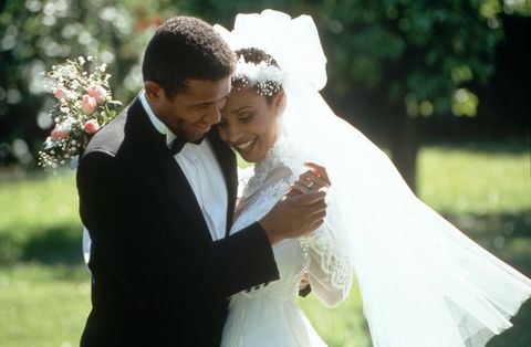 black couple in wedding attire