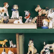 vintage dog figurine display