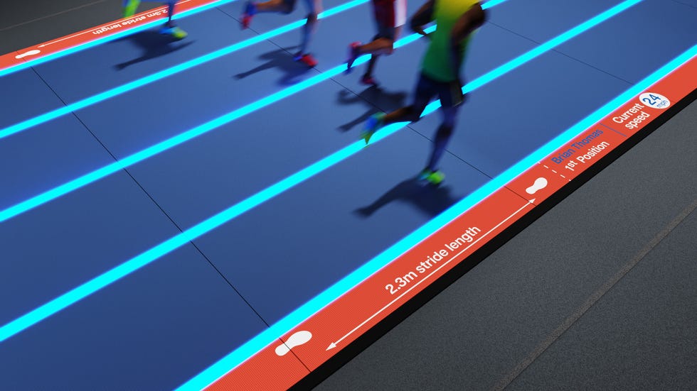 a group of people running on a track