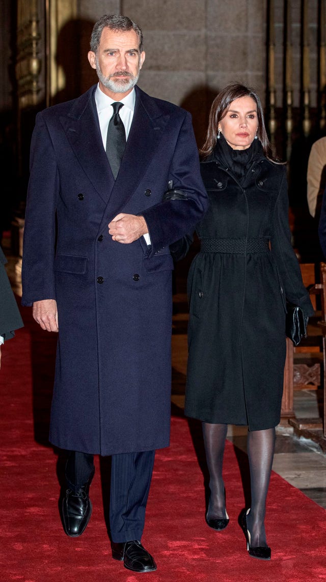 Los reyes Felipe y Letizia en el funeral de la infanta Pilar