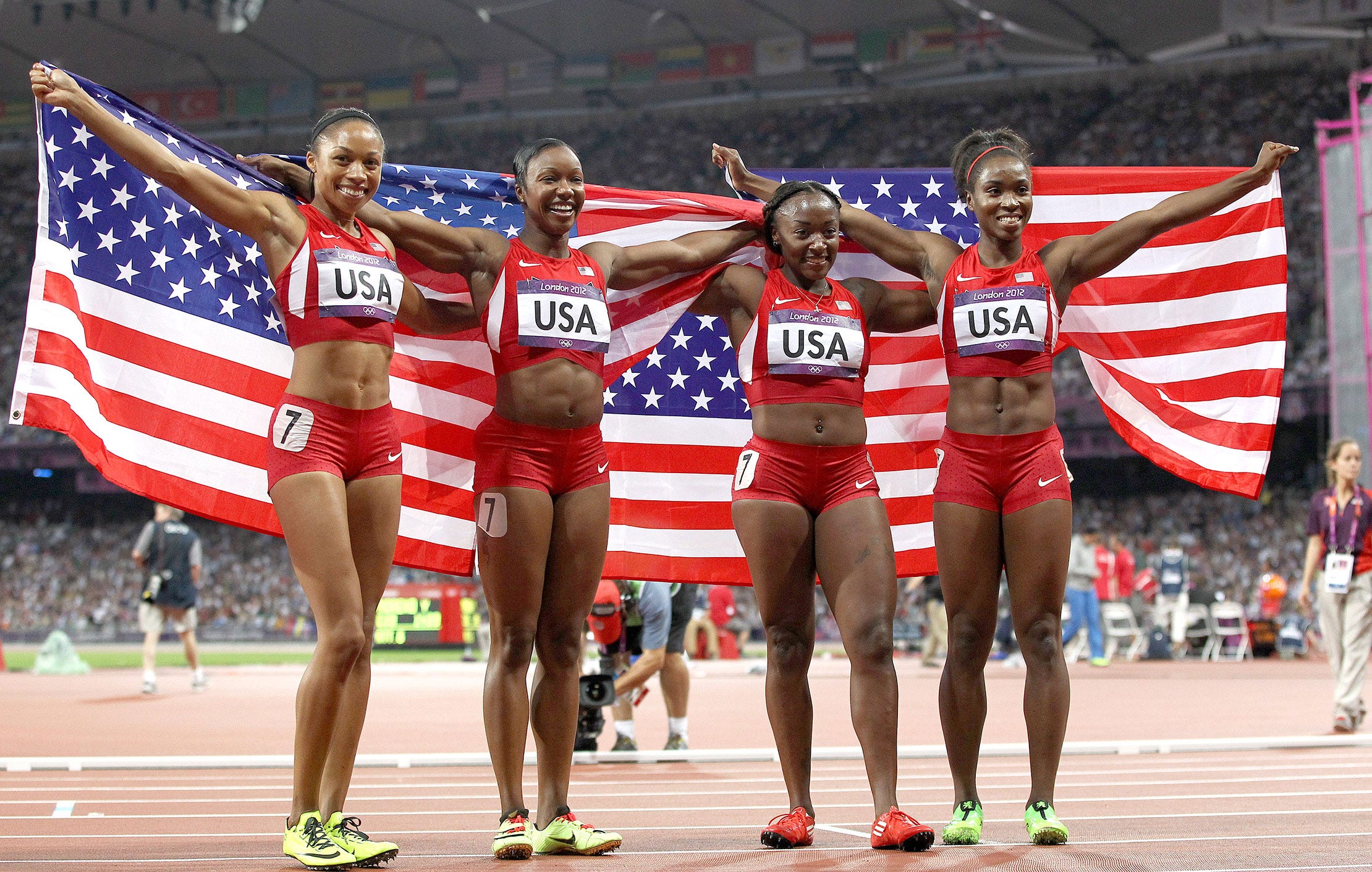 The women's 4x100 meters at the 2012 Olympics