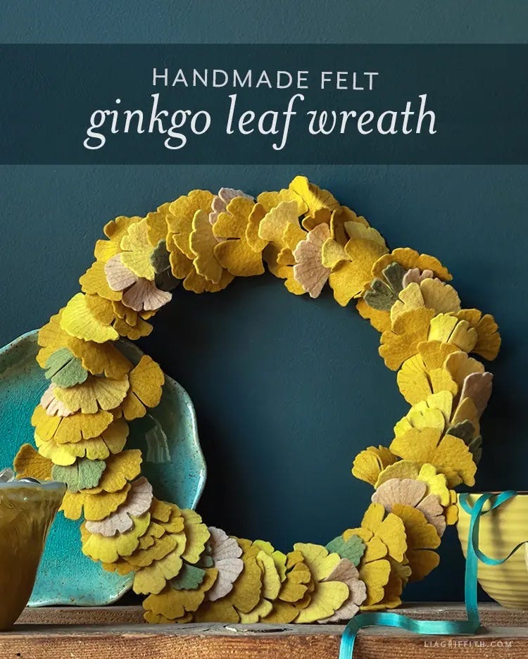 felt ginkgo leaf wreath