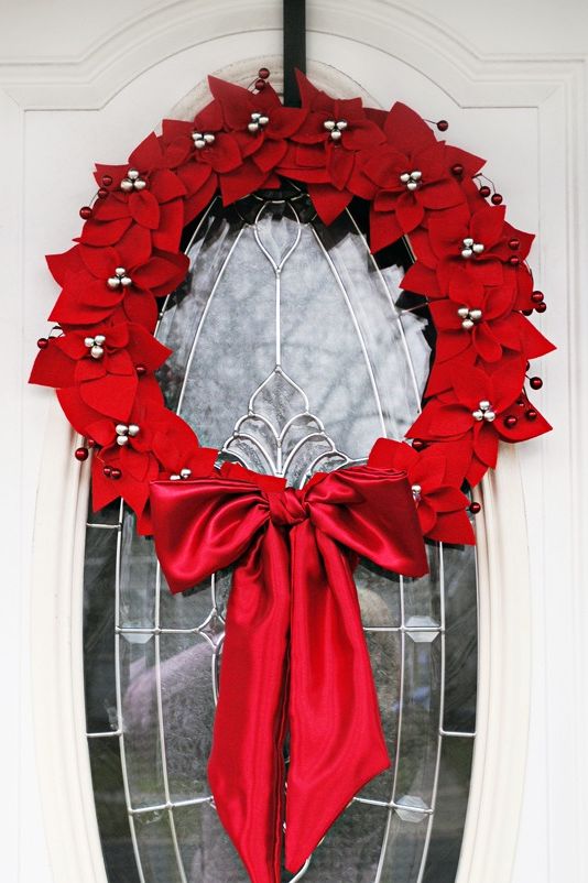Felt Poinsettia Wreath Christmas Door Decoration