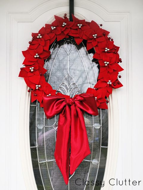 felt poinsettia wreath christmas door decoration