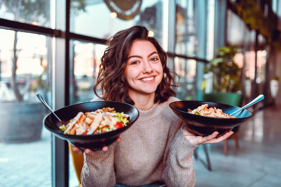 Female And Her Salad Choice