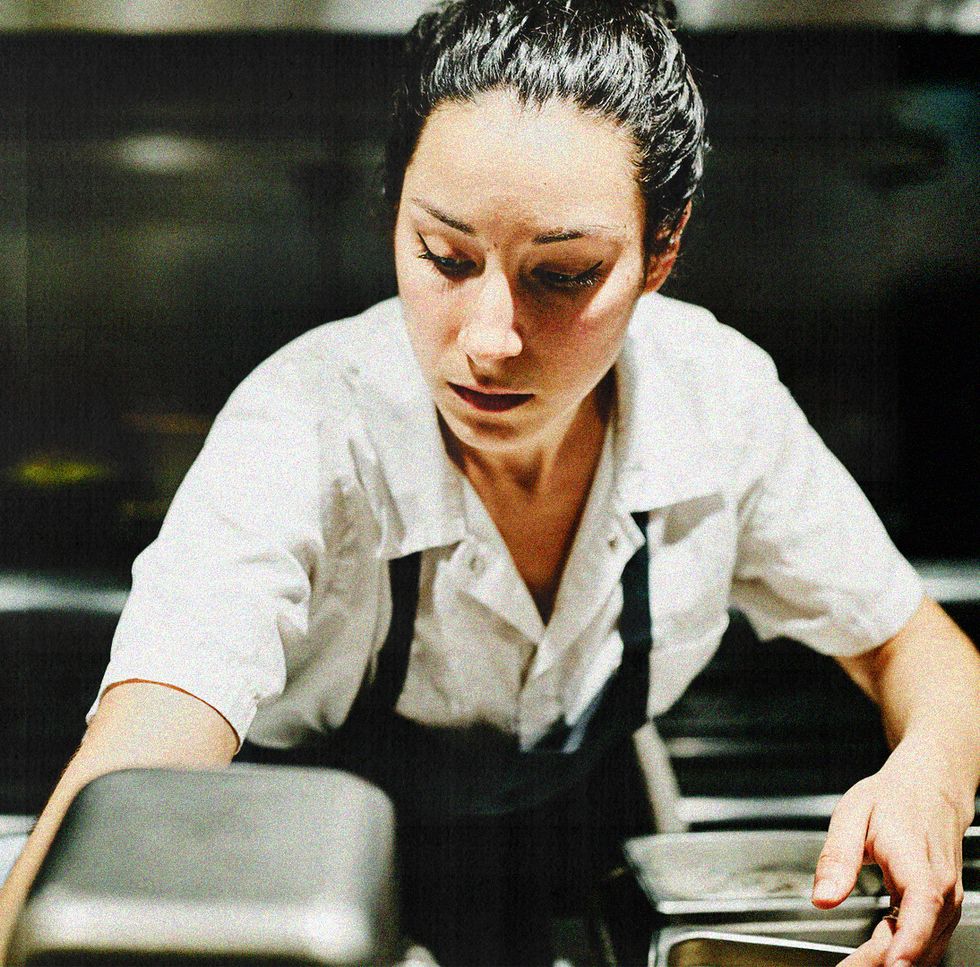 woman in profession kitchen