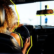 Yellow, Driving, Vehicle door, Steering wheel, Automotive design, Auto part, Vehicle, Automotive mirror, Car, Rear-view mirror, 