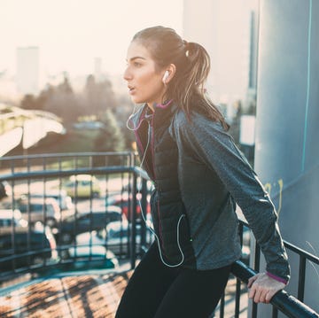 female runner resting