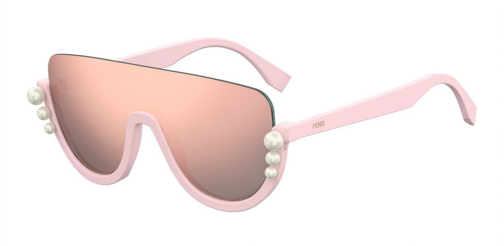 Eyewear, Sunglasses, Glasses, Pink, Personal protective equipment, Goggles, Transparent material, Vision care, Brown, Peach, 