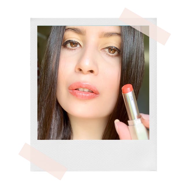 zarah wearing fenty beauty slip shine sheer shiny lipstick