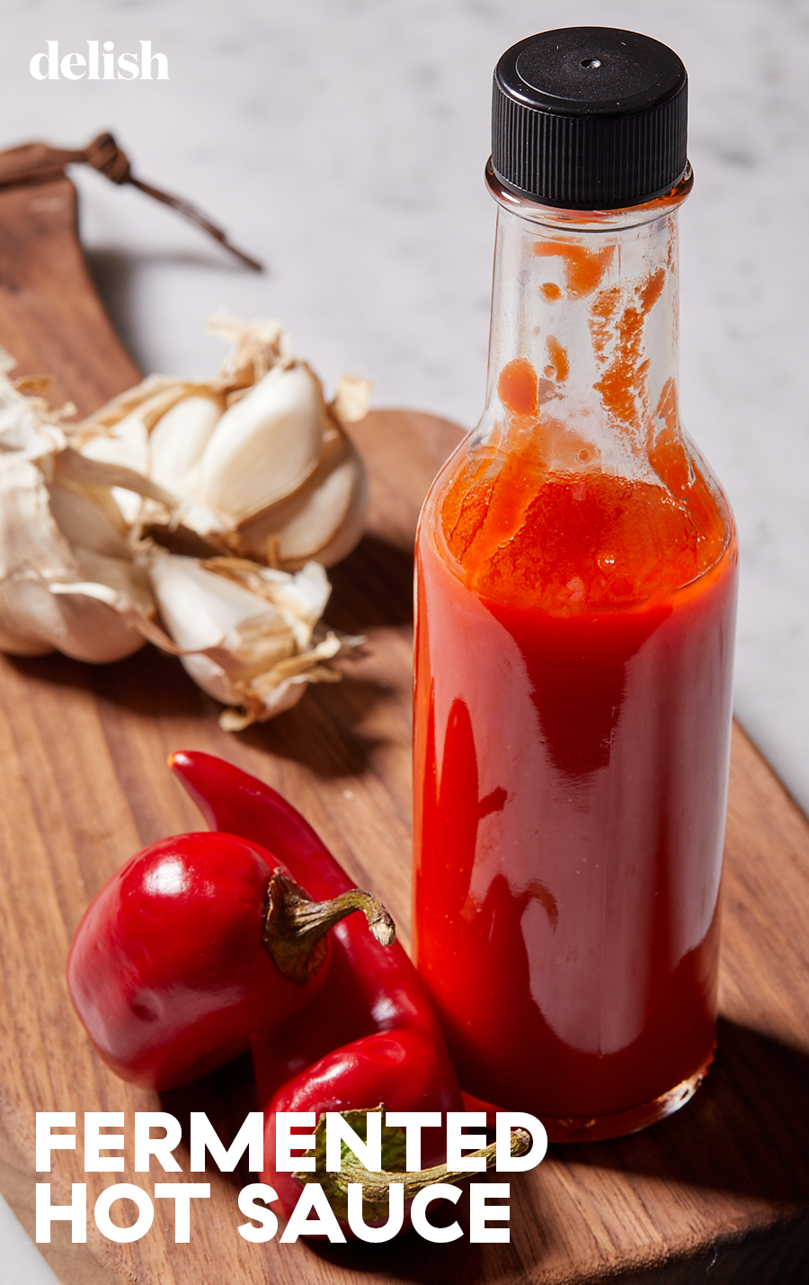 fermented hot sauce made with fresno peppers and garlic