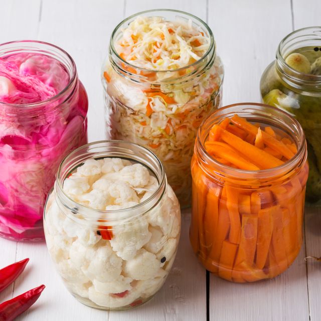 fermented vegetables sauerkraut with carrots and cucumbers