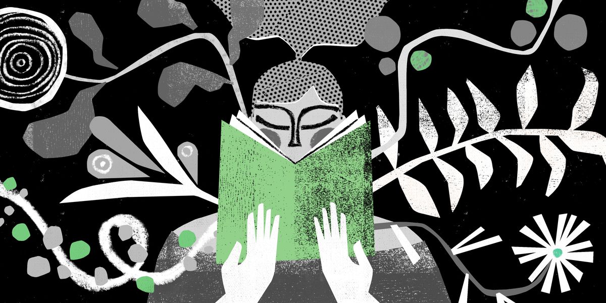 illustration of a person holding the book of plants