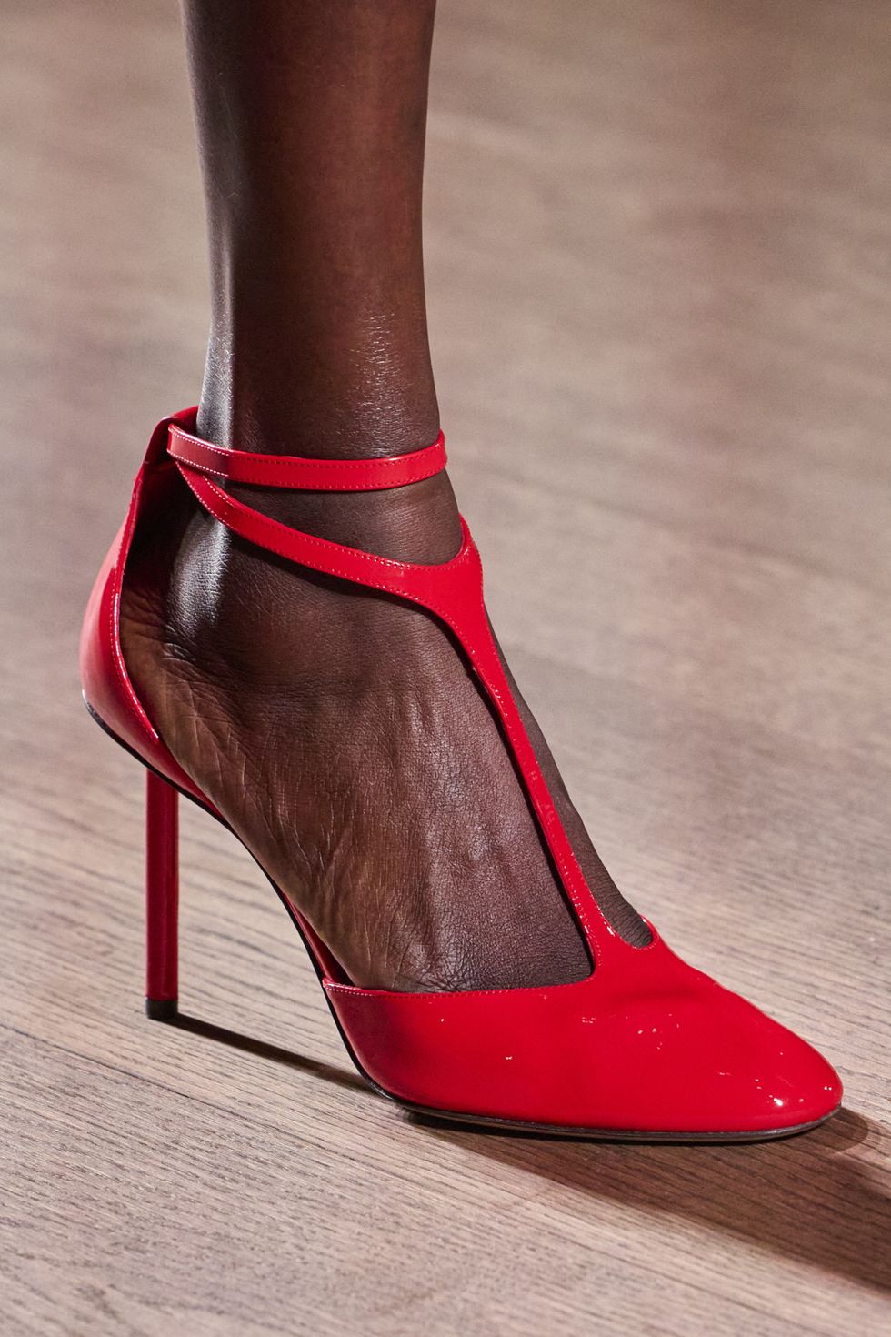 a red high heeled shoe