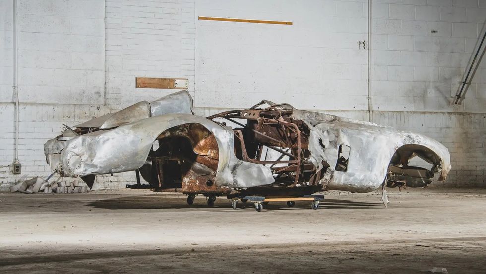 ferrari 500 mondial crumpled up after crash that just sold for almost 2 million dollars