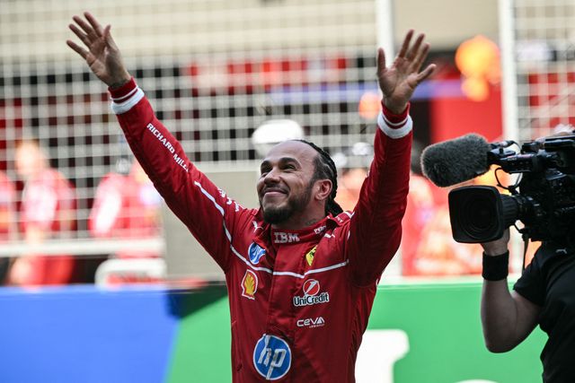 Lewis Hamilton Wins First Sprint Race of His Career His Second Weekend in Ferrari Red