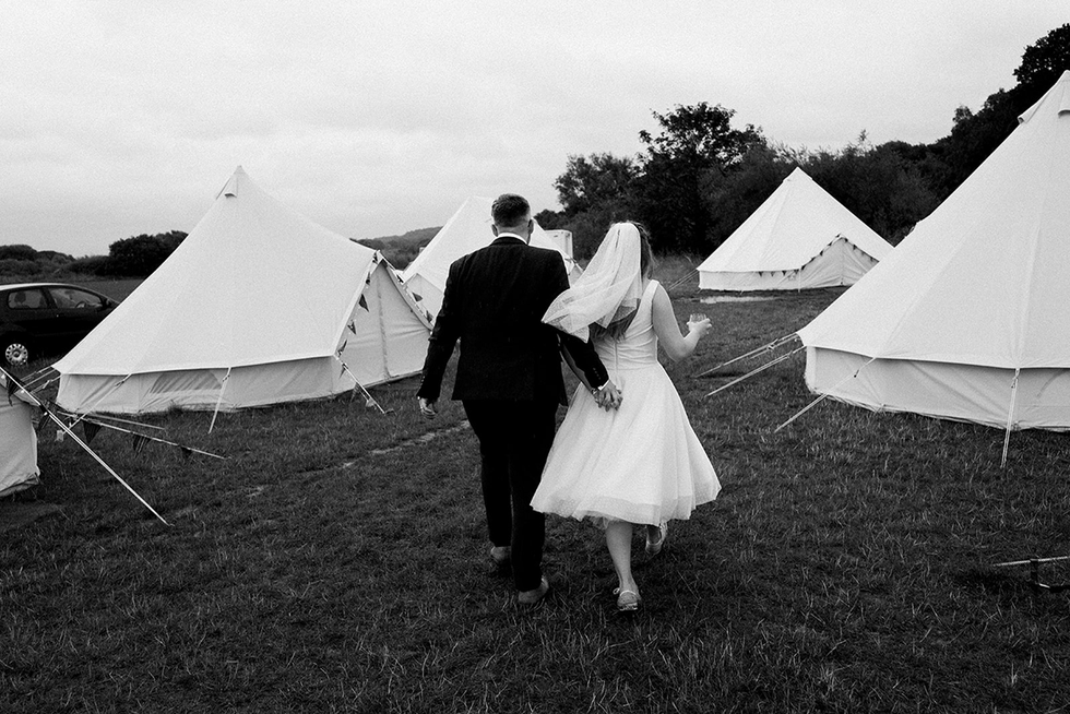festival themed wedding camping