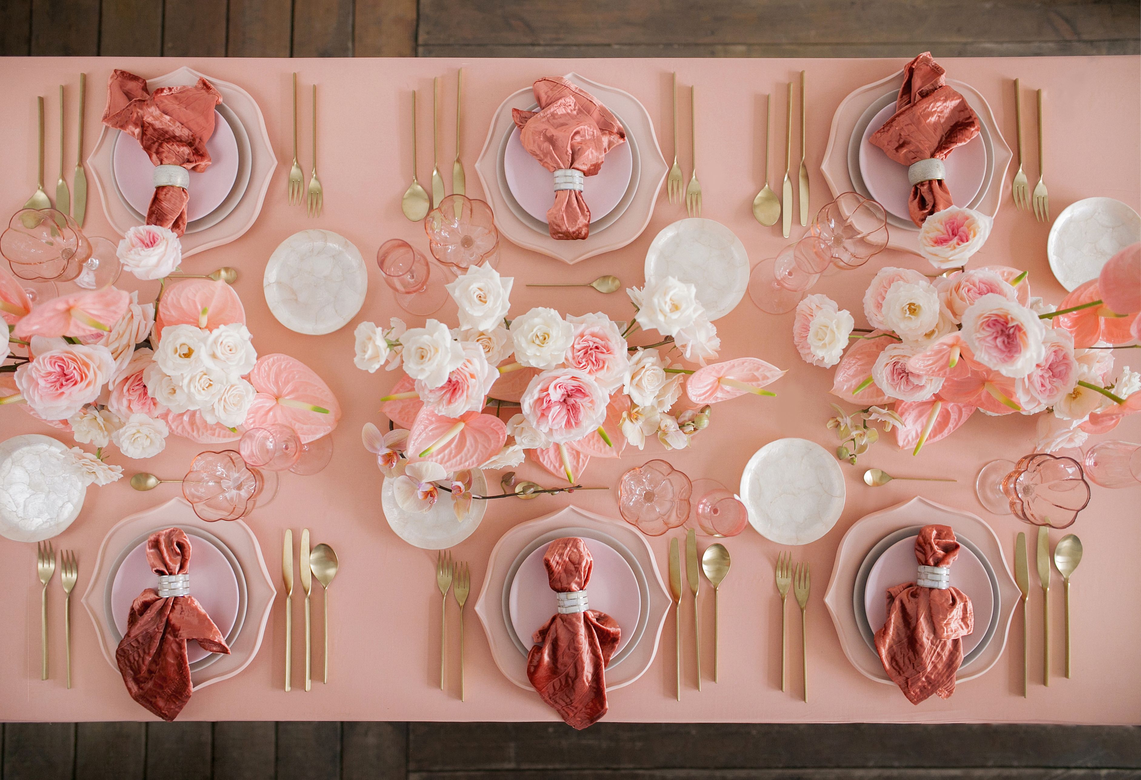 Blush Pink Valentines Day Table Decorations - Setting For Four