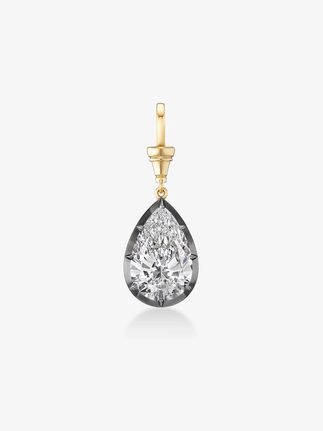 Teardrop diamond pendant with a gold bail