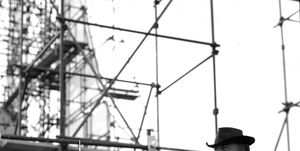 Electricity, Scaffolding, Electrical supply, Black-and-white, Overhead power line, 
