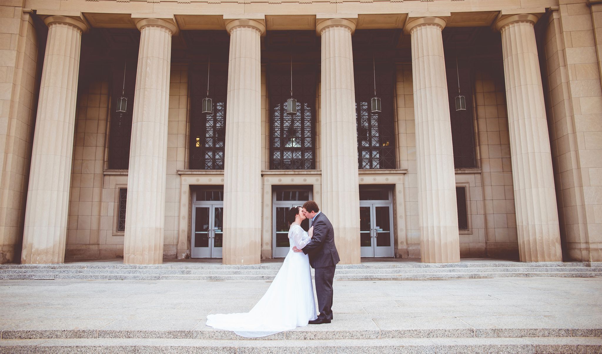 Photograph, Bride, Wedding dress, Dress, Gown, Ceremony, Bridal clothing, Wedding, Veil, Column, 