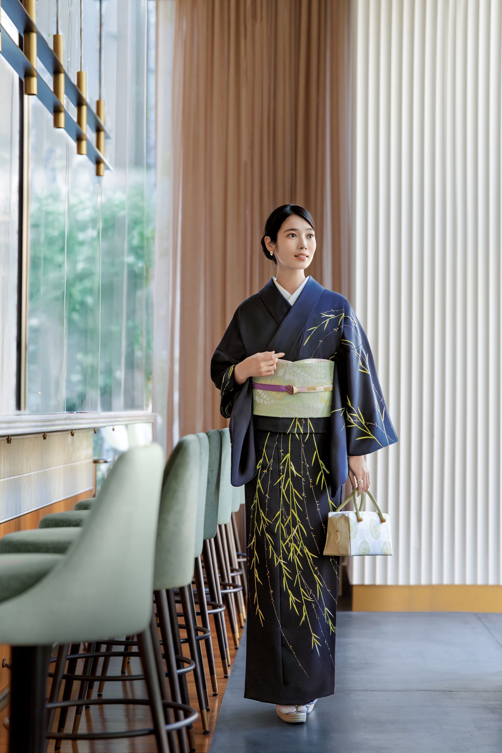 付下げ【人間国宝 木村雨山】本場加賀友禅 南天に菊 正絹 袷着物