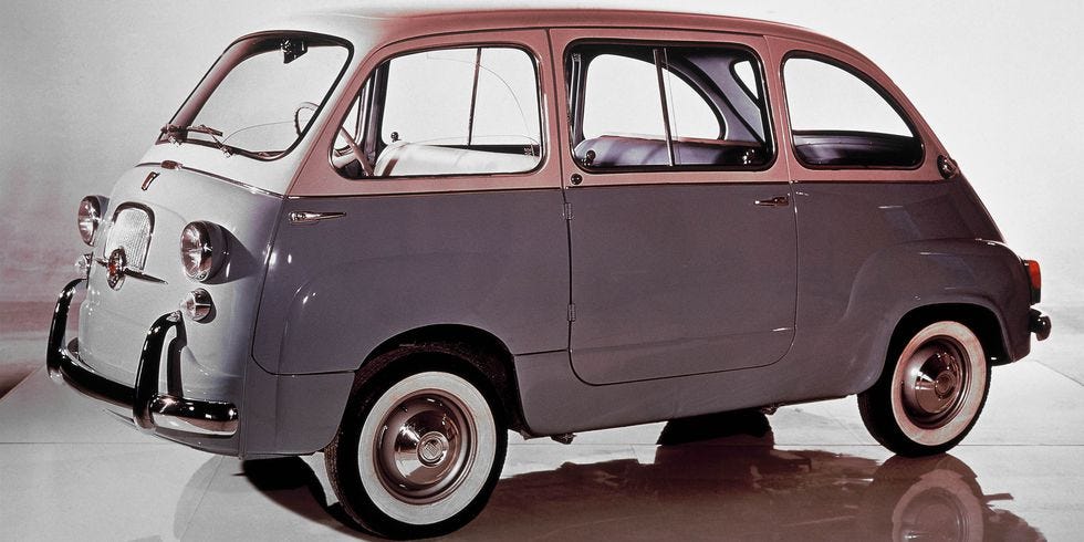 You Probably Can't Guess Where the Fiat 600 Multipla's Spare Tire Goes