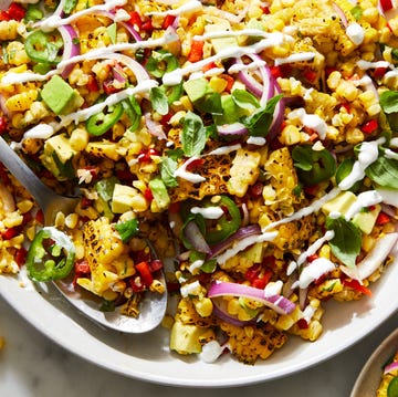 Fiesta Corn Salad fiesta corn salad topped with crema