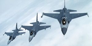 usaf, f 16 fighters in formation photo