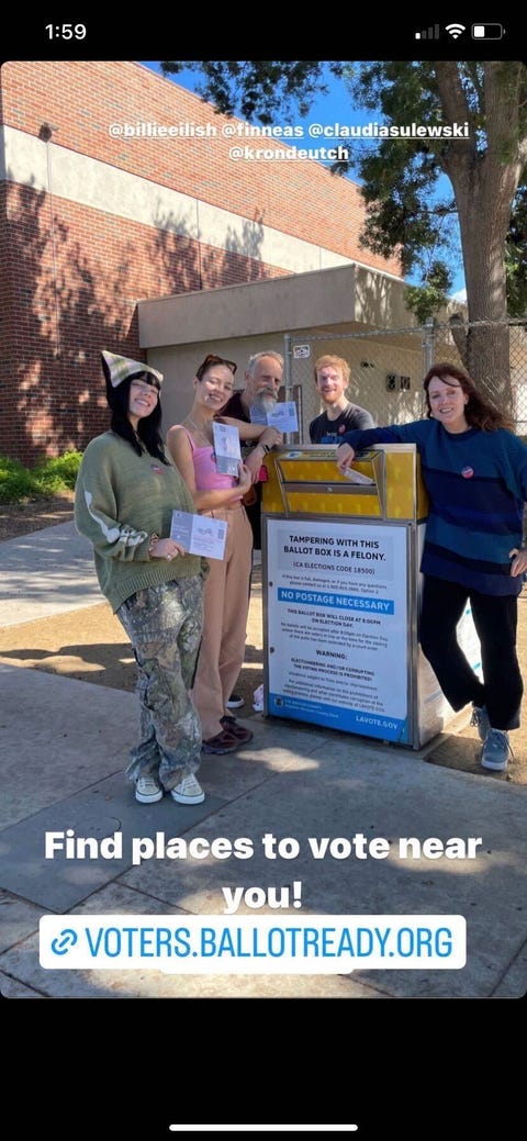 billie eilish with her family voting